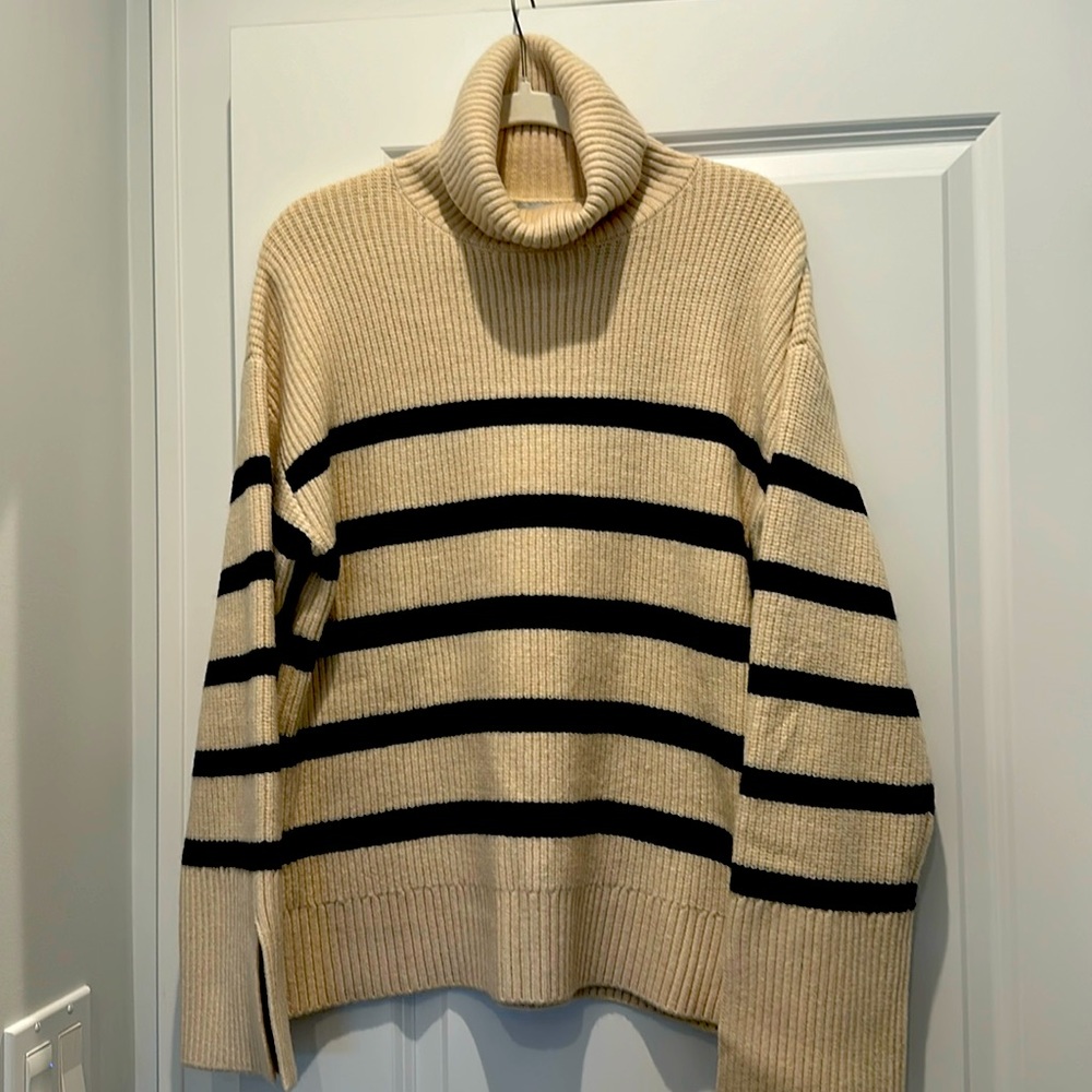 COPY - Never worn beautifully soft cream Zara sweater with black stripes.